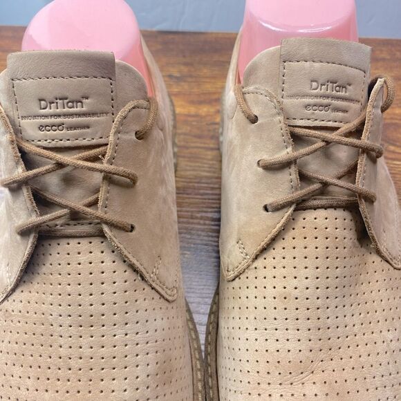 ECCO ST.1 Tan Hybrid Perforated Plain Toe Derby Nubuck Cashmere Loafer Shoe 8.5 - Picture 3 of 9